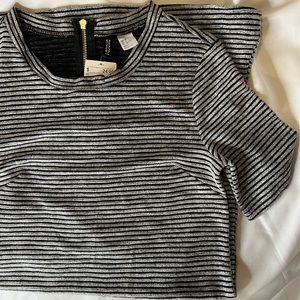 H&M : Divided | (8) Gray & Black stripe dress with zip on the back midi dress